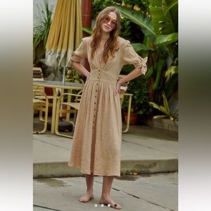 Free People Love of My Life Midi Dress Lemon XS